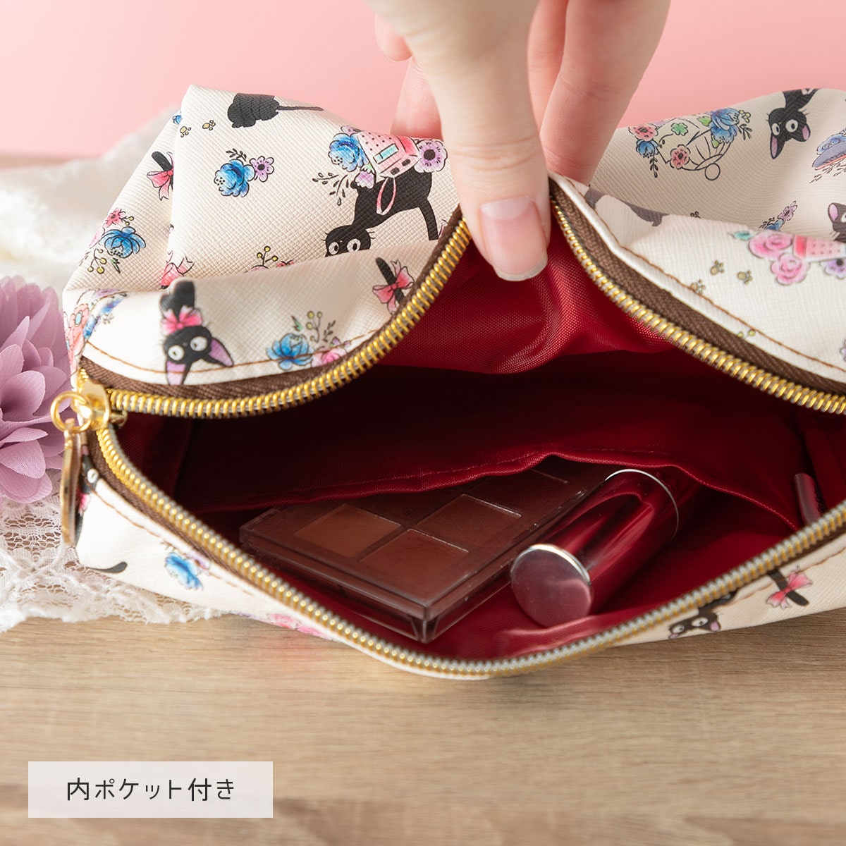 【Donguri Closet】 마녀의 택배 수채화 꽃 시리즈 스퀘어 파우치 3번째 이미지